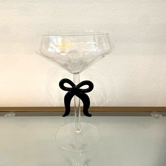 Black Bow Coupe Glass Holiday Glam Barware NEW - Picture 15 of 15